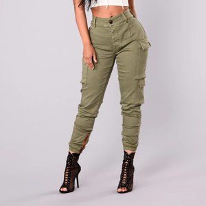 Fashion Nova Kalley Cargo Pants - Olive
